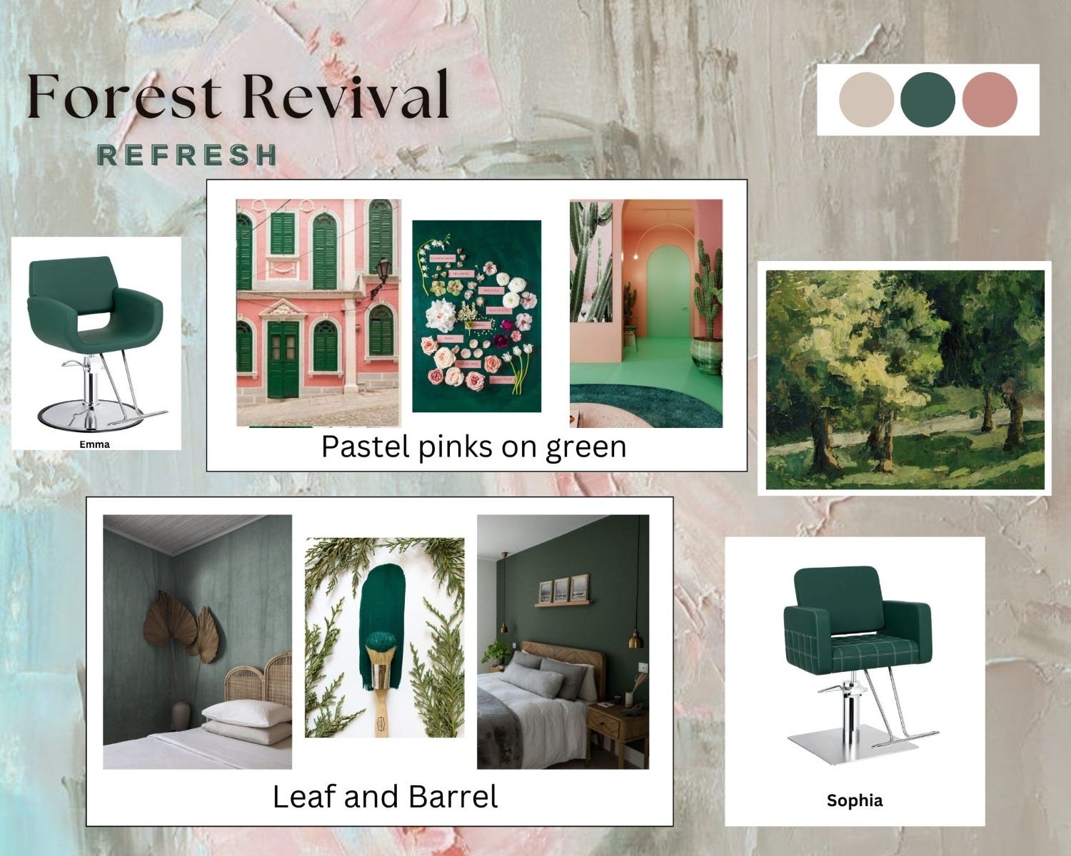 forest green salon chair mood board