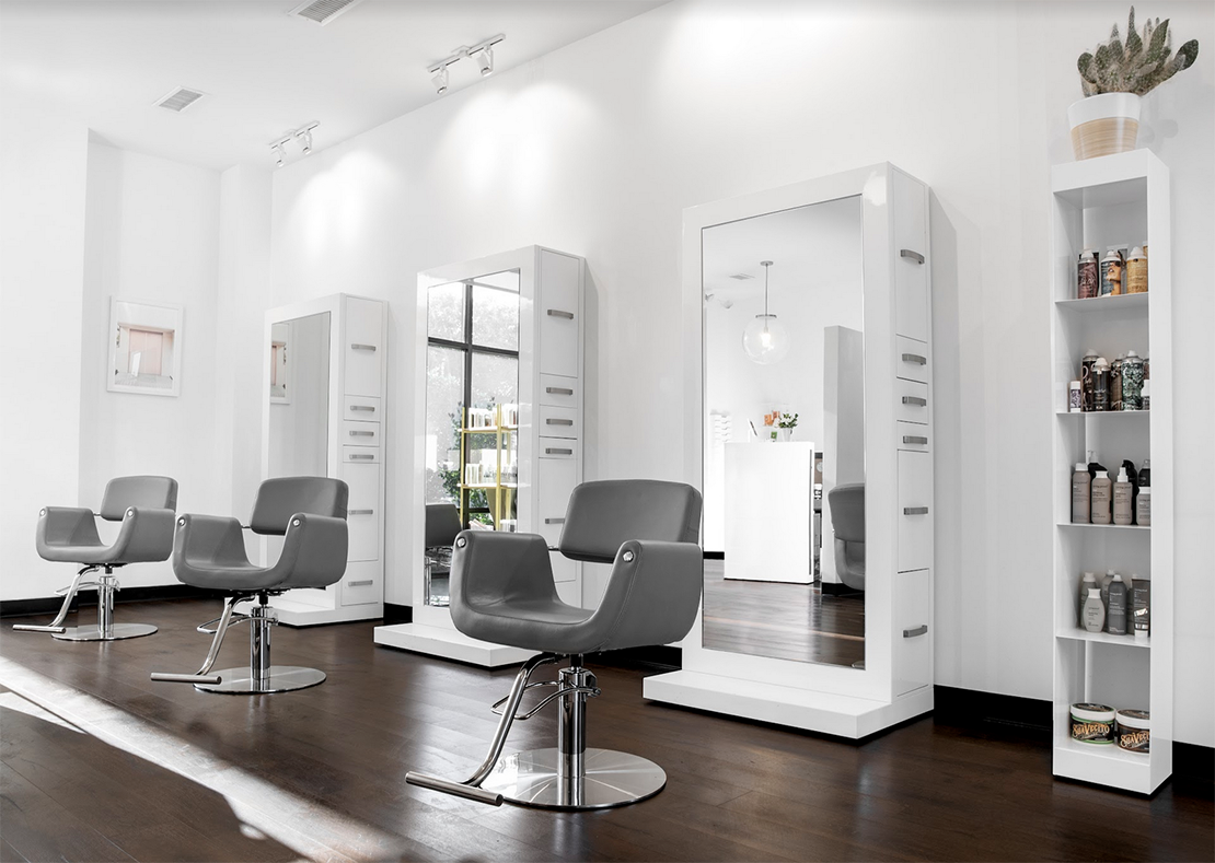white and grey salon