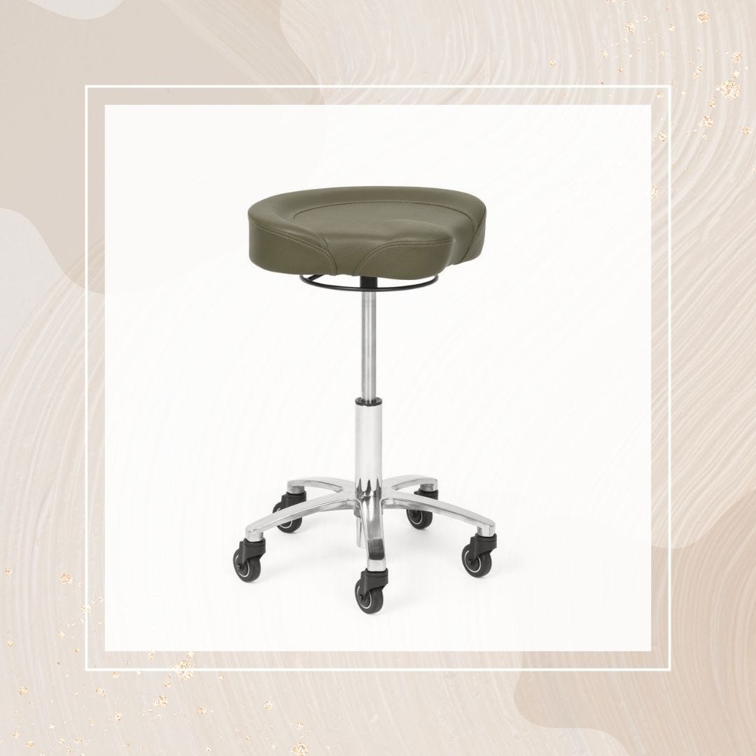 height adjustable saddle-seat nail tech school with 5-wheel base