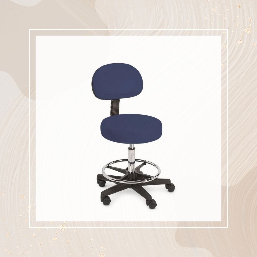 spa stool with adjustable height and backrest, footrest and casters