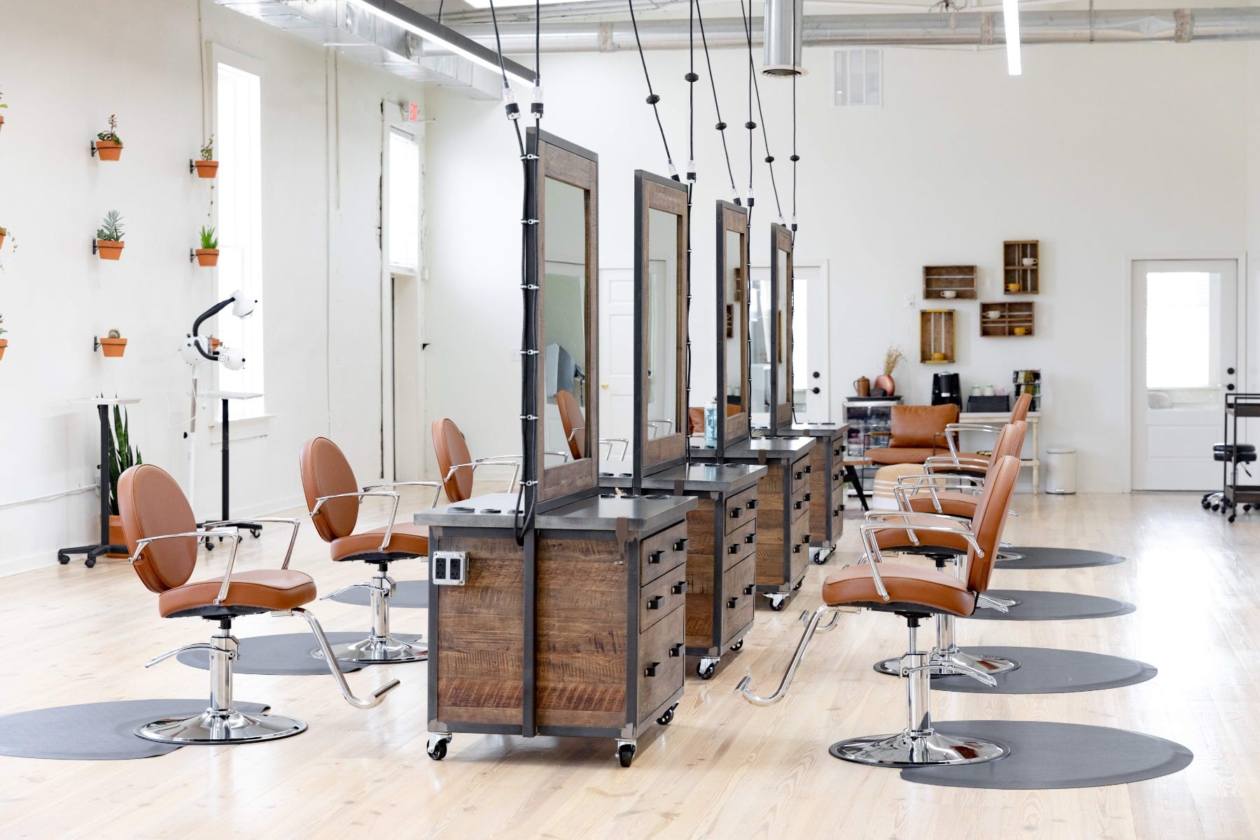 modular open concept hair salon interior showcasing many 2025 design trends