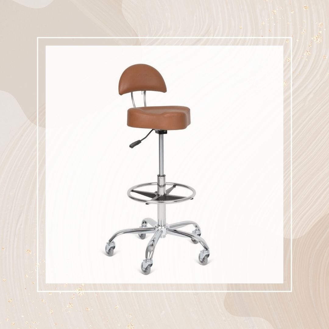 extra-high cutting stool for hair salon with adjustable height and rollerblade wheels