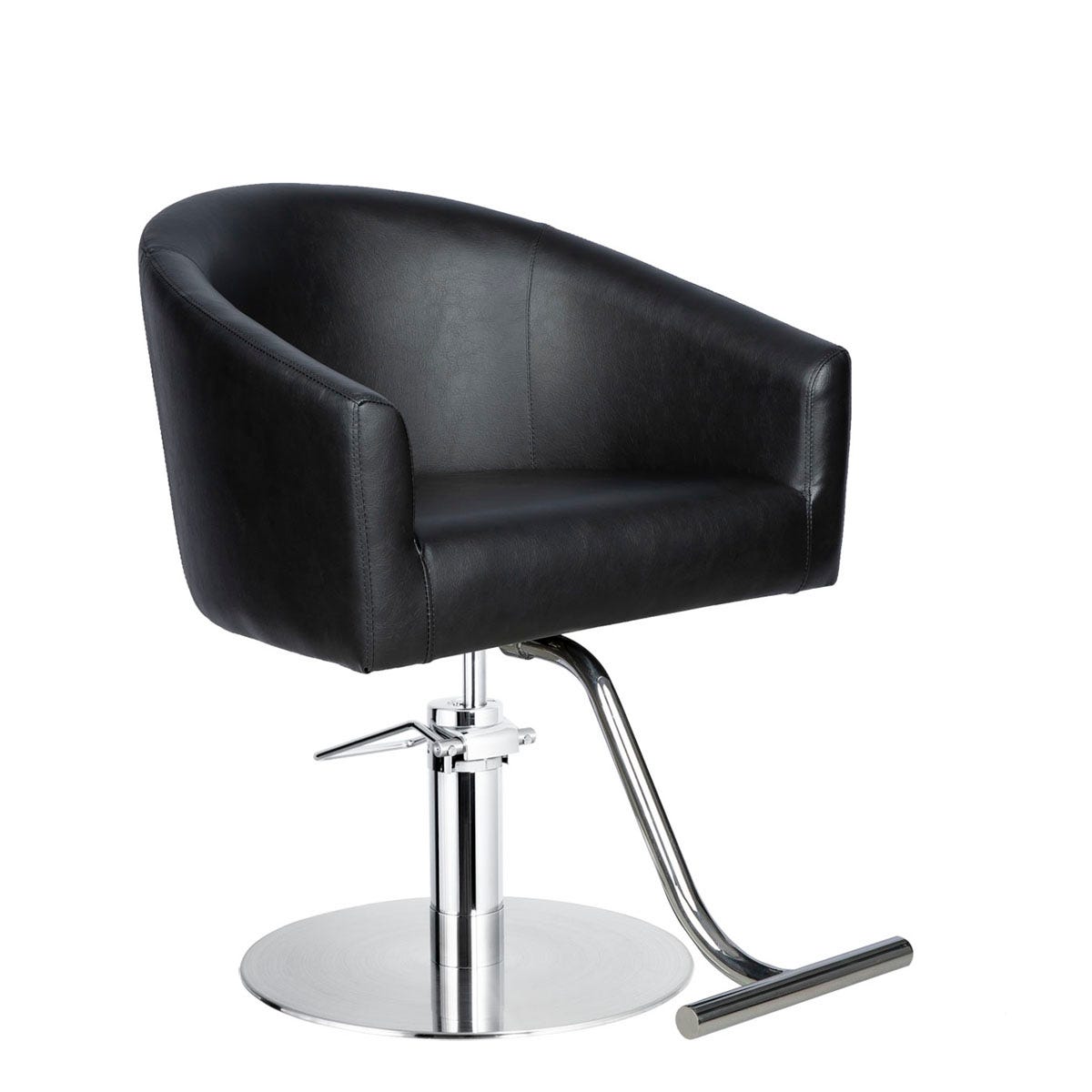 Cinque Styling Chair in Black with Low Profile Round Base