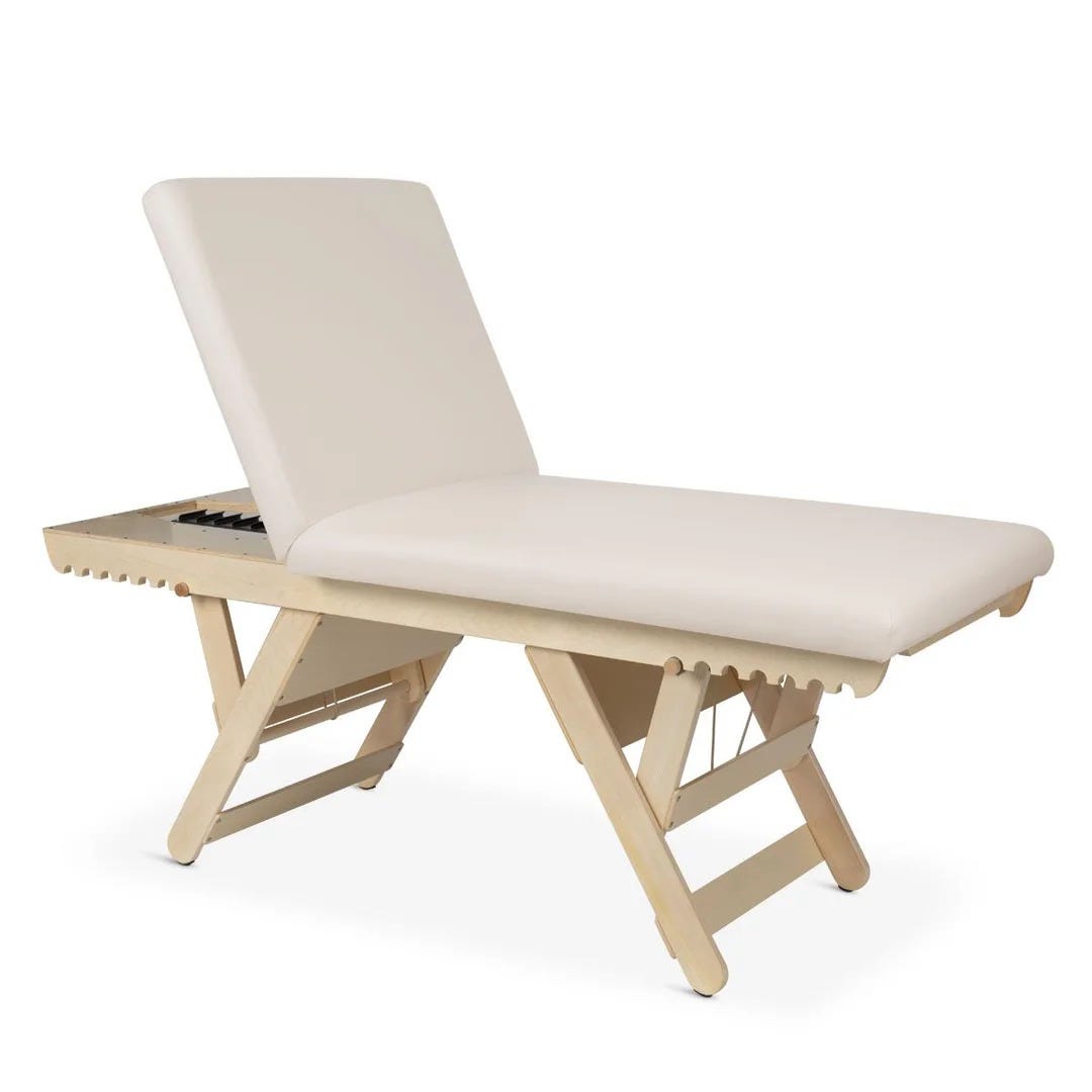 Enigma massage bed in beige, the best manually adjustable massage bed