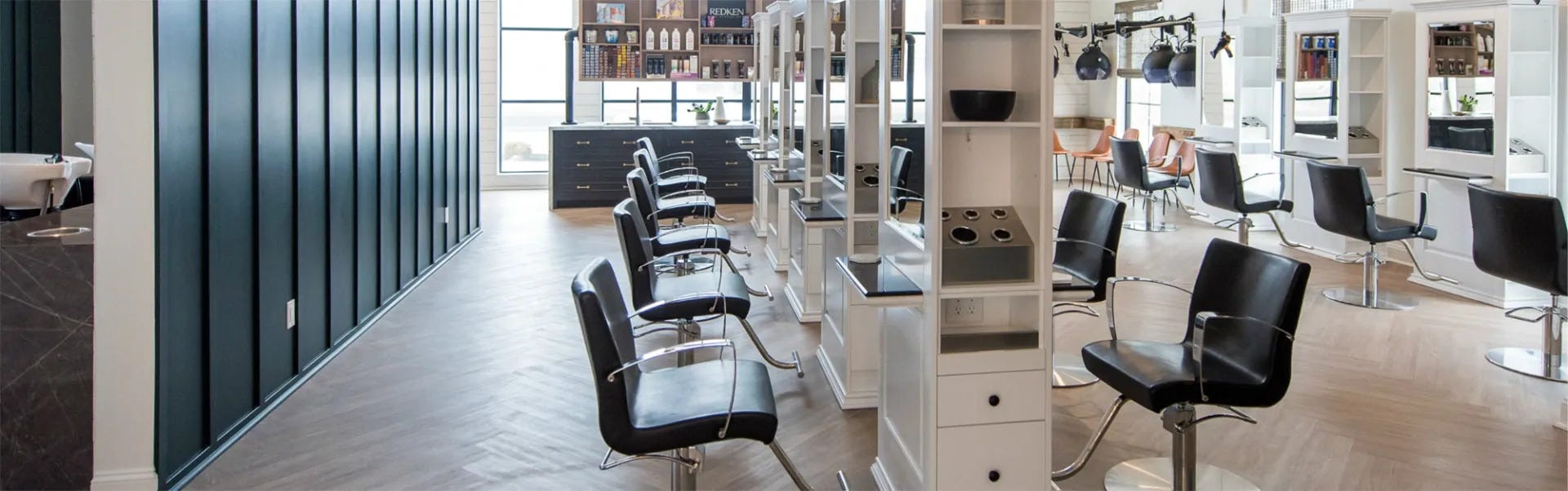 hair salon idea for large open concept space with multiple stations