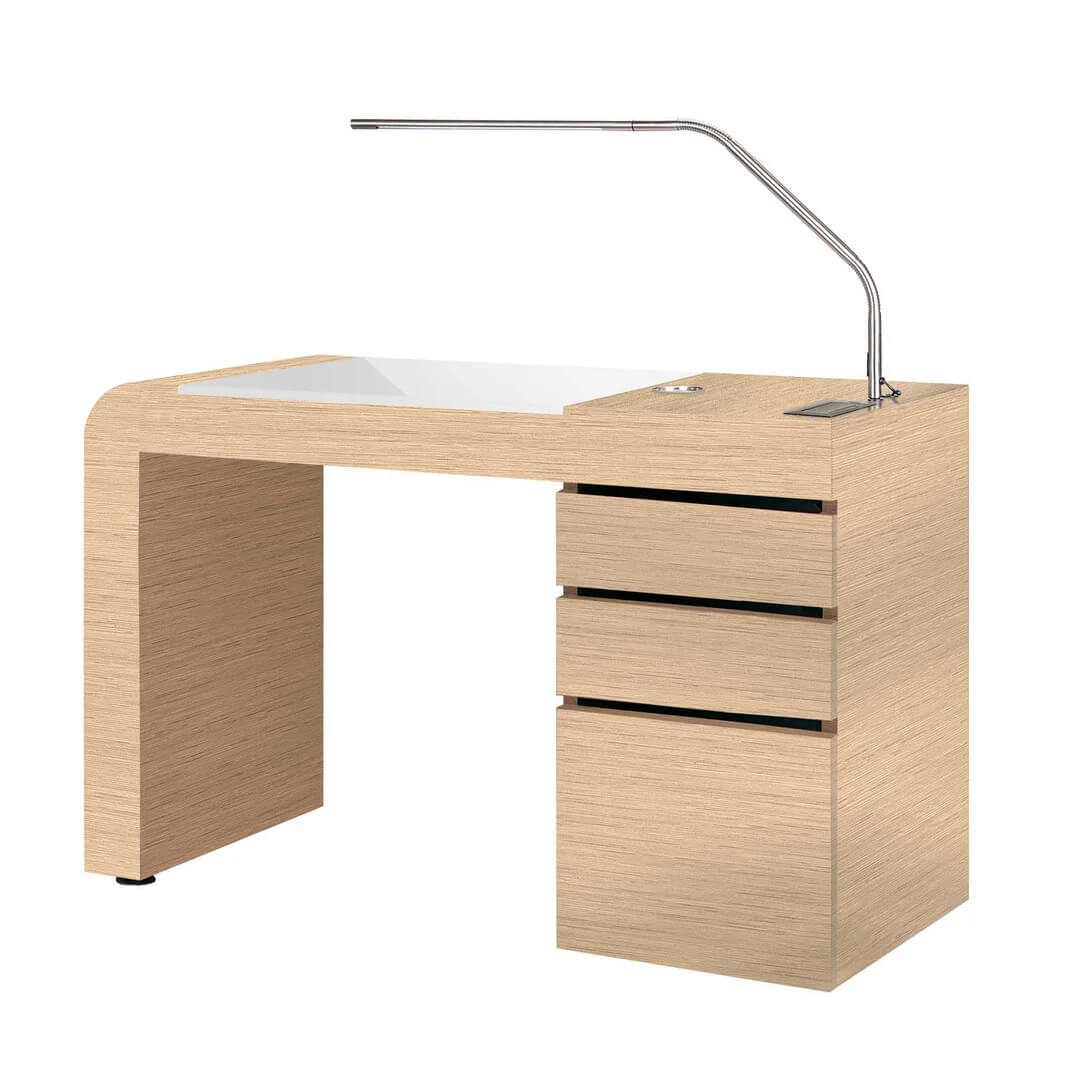 eco-friendly customizable manicure table with built-in LED task lamp for nail technicians