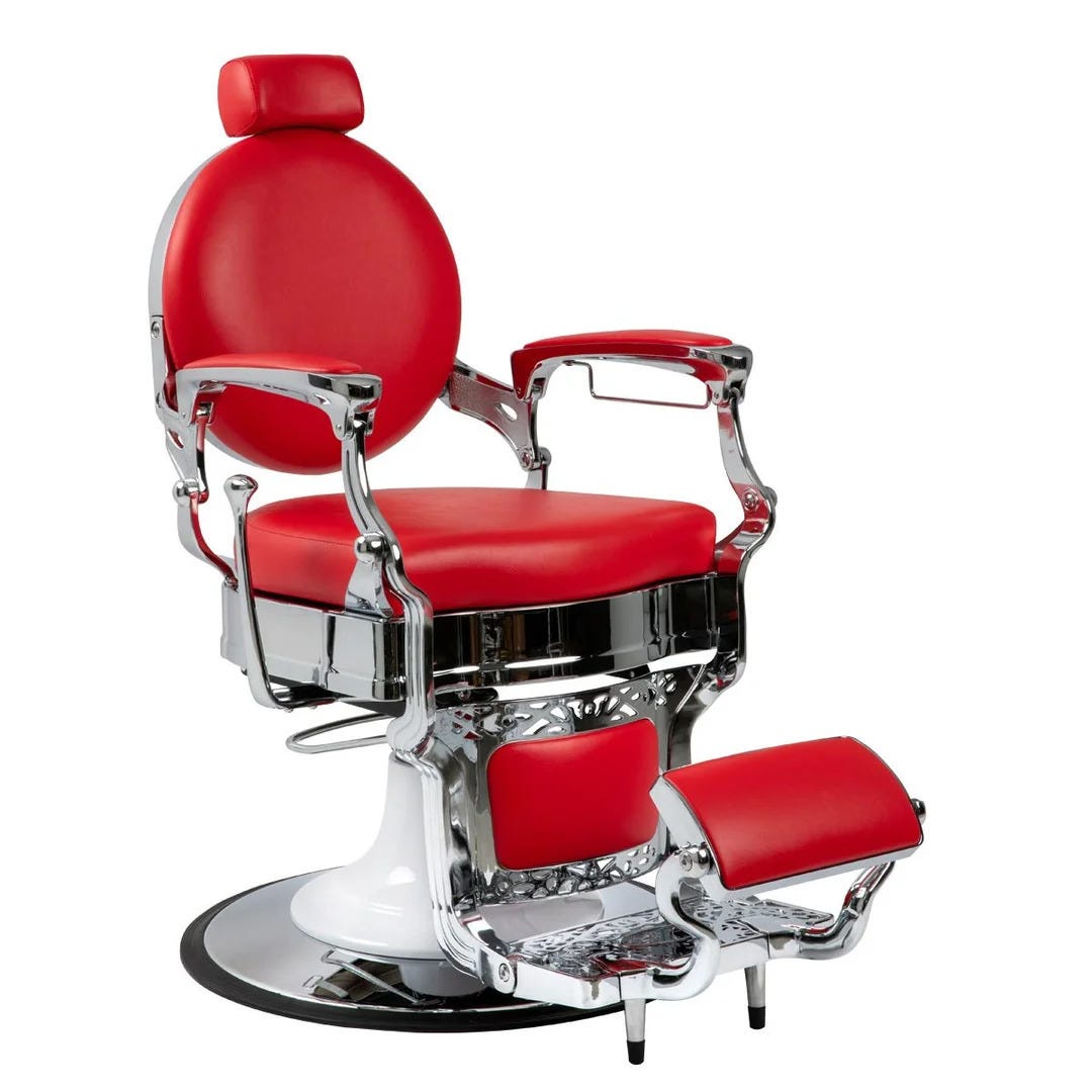 best vintage style barber chair with polished chrome and bright colors