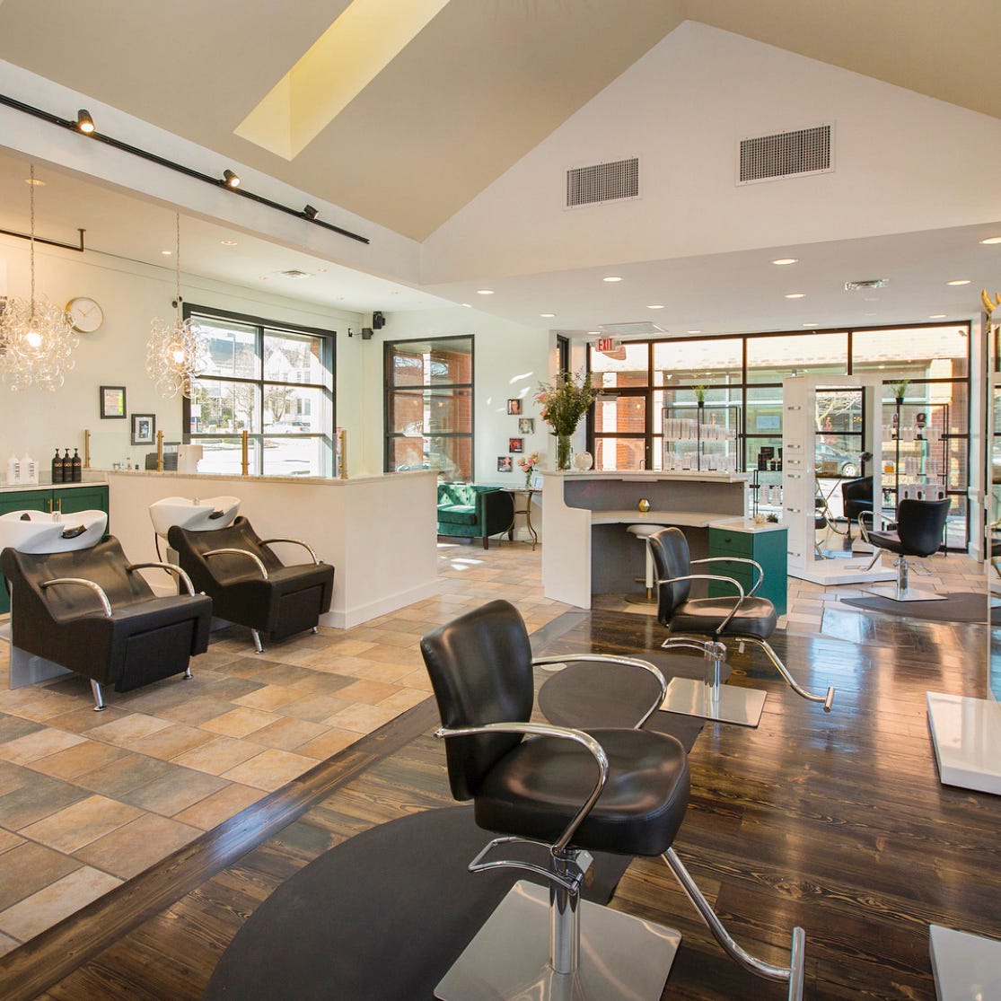 interior of Prime + Process sustainable hair salon with an eco-friendly heating system