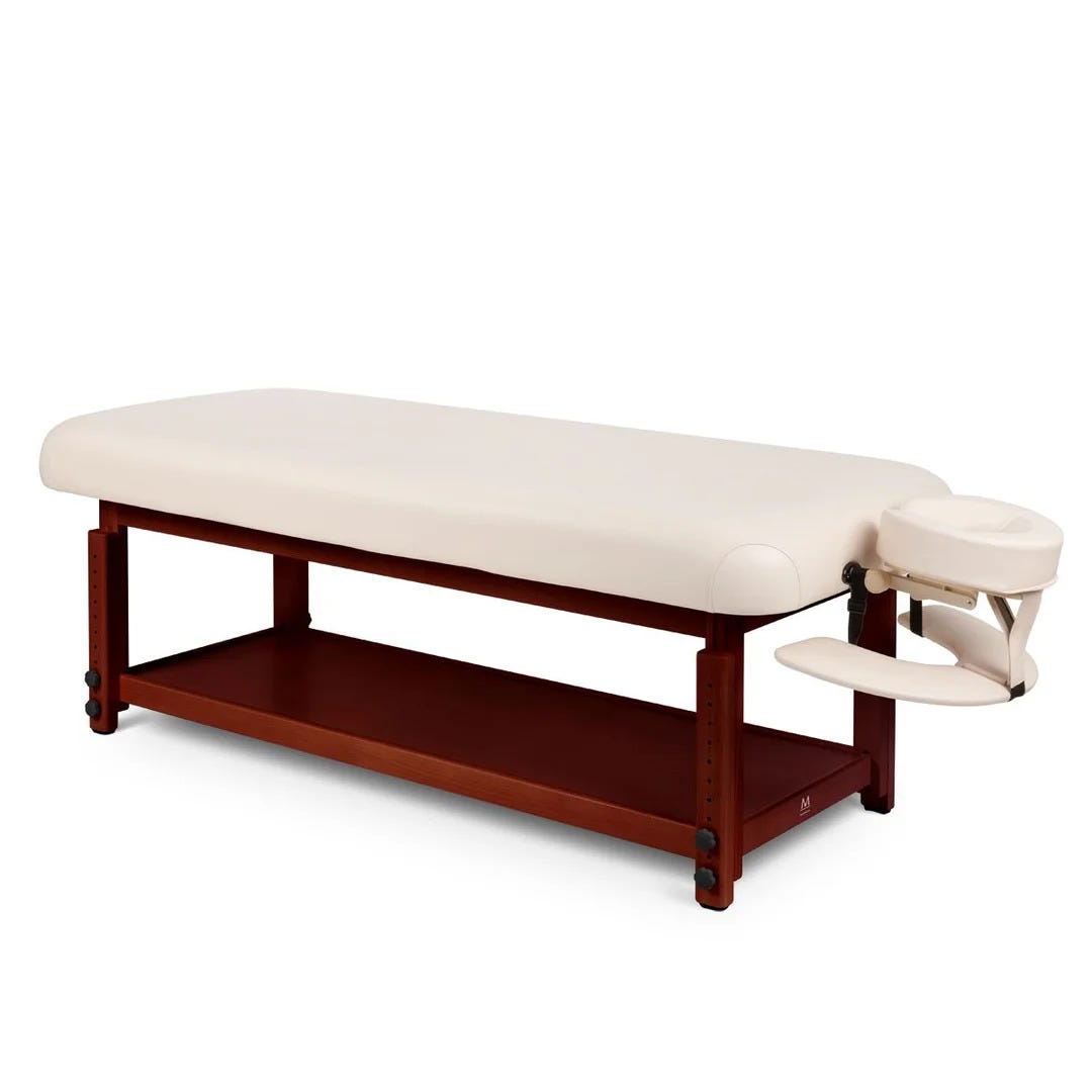 Woodloch massage bed in beige, our most popular massage table