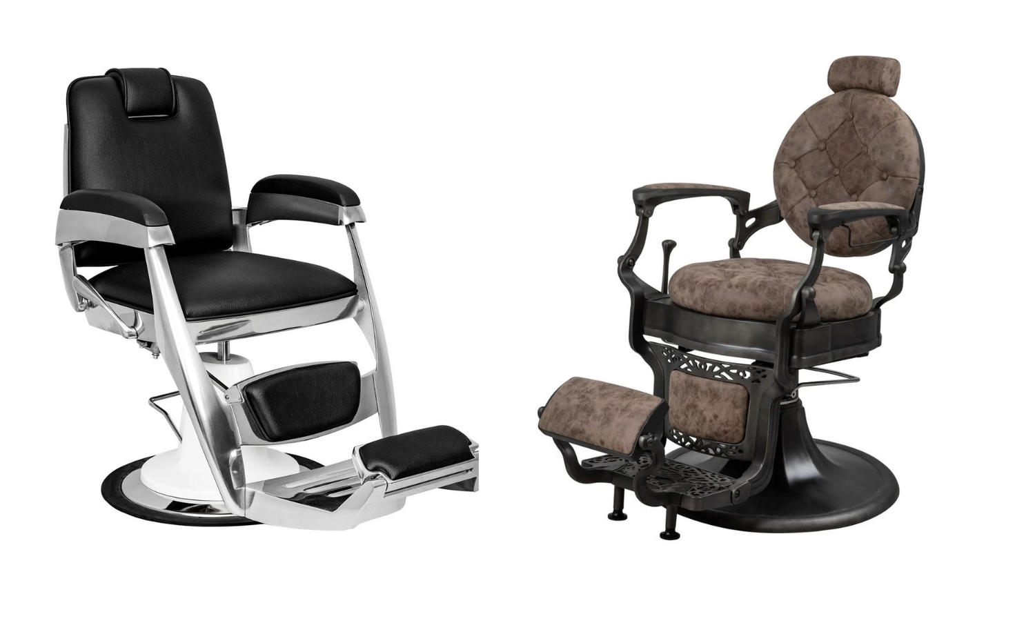 two examples of the best barber chairs from leading manufacturer Minerva Beauty